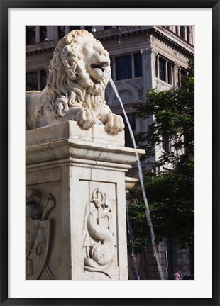 Framed Cuba, Havana, Plaza de San Francisco de Asis Lion fountain Print