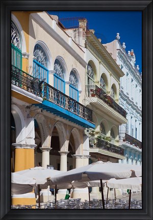 Framed Cuba, Havana, Plaza Vieja, renovated buildings Print