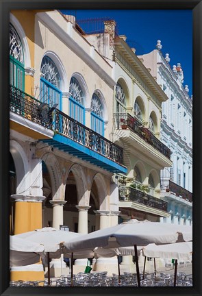 Framed Cuba, Havana, Plaza Vieja, renovated buildings Print