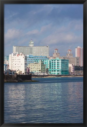 Framed Cuba, Havana, Vedado, Buildings along the Malecon Print