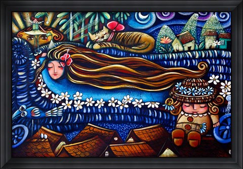 Framed Central America, Cuba, Caibarien Painting by Mayelin Perez Noa Print