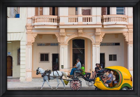 Framed Horse cart, historic center, Havana, UNESCO World Heritage site, Cuba Print