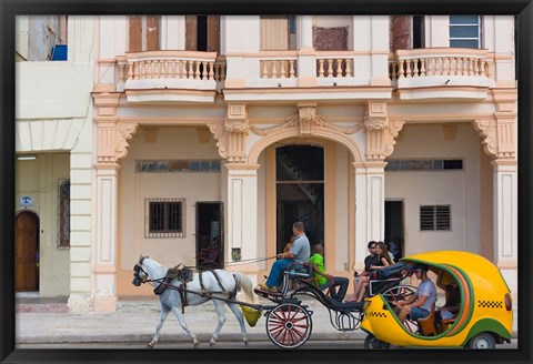 Framed Horse cart, historic center, Havana, UNESCO World Heritage site, Cuba Print