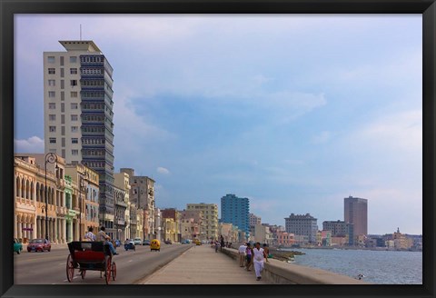 Framed Malecon street along the waterfront, Havana, UNESCO World Heritage site, Cuba Print