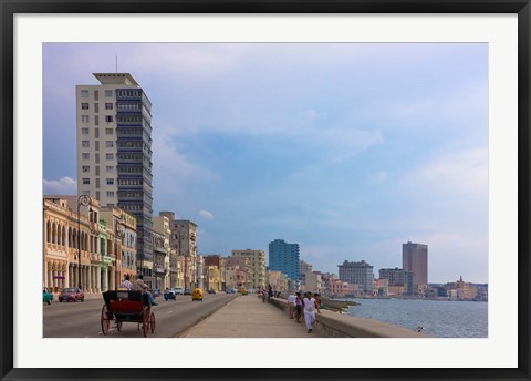 Framed Malecon street along the waterfront, Havana, UNESCO World Heritage site, Cuba Print