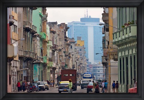 Framed Old and new buildings, Havana, UNESCO World Heritage site, Cuba Print