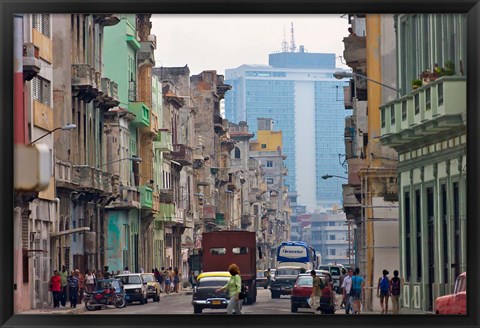 Framed Old and new buildings, Havana, UNESCO World Heritage site, Cuba Print