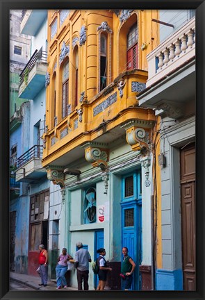 Framed Old house in the historic center, Havana, UNESCO World Heritage site, Cuba Print