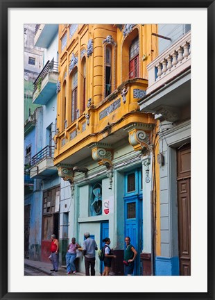 Framed Old house in the historic center, Havana, UNESCO World Heritage site, Cuba Print