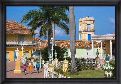 Framed Plaza Mayor, Trinidad, UNESCO World Heritage site, Cuba Print