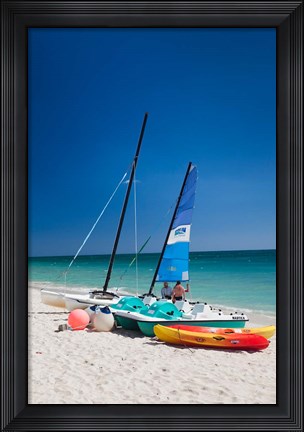 Framed Boats on Playa Ancon beach, Cuba Print