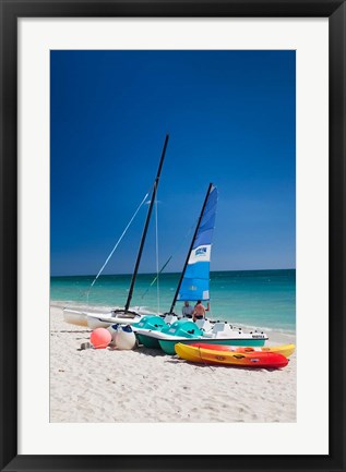Framed Boats on Playa Ancon beach, Cuba Print