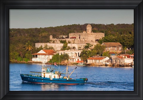 Framed Cuba, Cienfuegos, Bahia de Cienfuegos Fishing boat Print