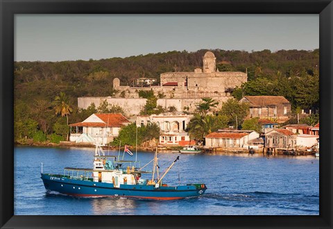 Framed Cuba, Cienfuegos, Bahia de Cienfuegos Fishing boat Print