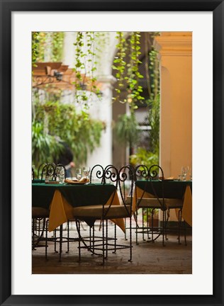 Framed Cuba, Havana, Havana Vieja, restaurant tables Print