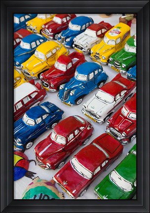 Framed Cuba, Sancti Spiritus, Trinidad, paper-mache cars Print