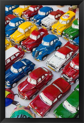 Framed Cuba, Sancti Spiritus, Trinidad, paper-mache cars Print