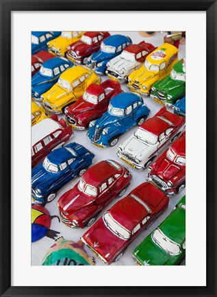 Framed Cuba, Sancti Spiritus, Trinidad, paper-mache cars Print