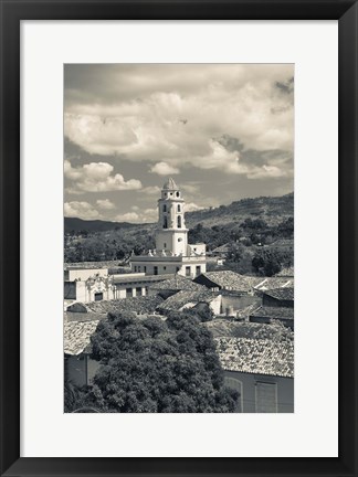 Framed Cuba, Sancti Spiritus, Trinidad, town view (black and white) Print