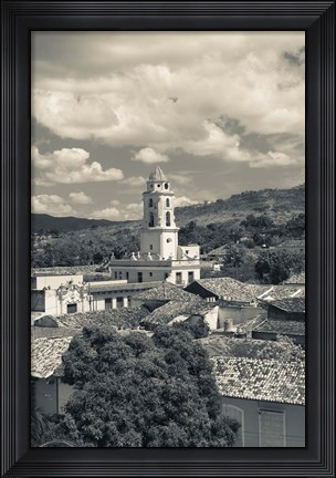 Framed Cuba, Sancti Spiritus, Trinidad, town view (black and white) Print