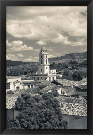 Framed Cuba, Sancti Spiritus, Trinidad, town view (black and white) Print