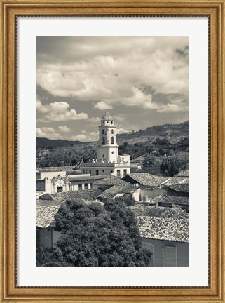 Framed Cuba, Sancti Spiritus, Trinidad, town view (black and white) Print