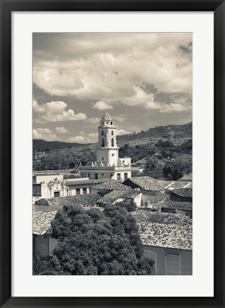 Framed Cuba, Sancti Spiritus, Trinidad, town view (black and white) Print