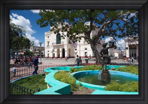Framed Cuba, Santa Clara, Parque Vidal, Teatro La Caridad Print