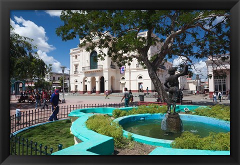 Framed Cuba, Santa Clara, Parque Vidal, Teatro La Caridad Print