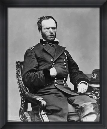 Framed Digitally Restored Vector Portrait of General Sherman Print