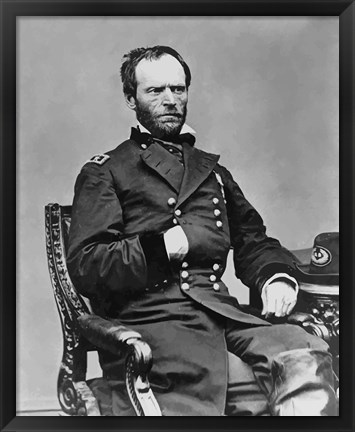 Framed Digitally Restored Vector Portrait of General Sherman Print