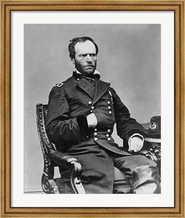 Framed Digitally Restored Vector Portrait of General Sherman Print