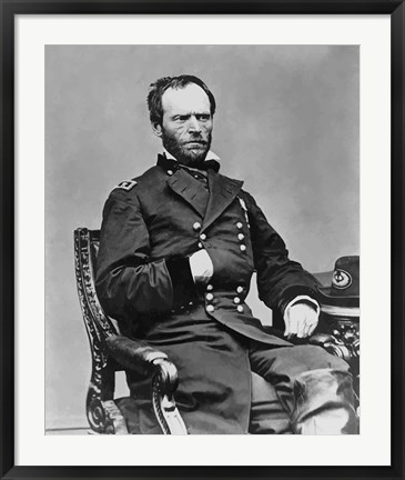 Framed Digitally Restored Vector Portrait of General Sherman Print