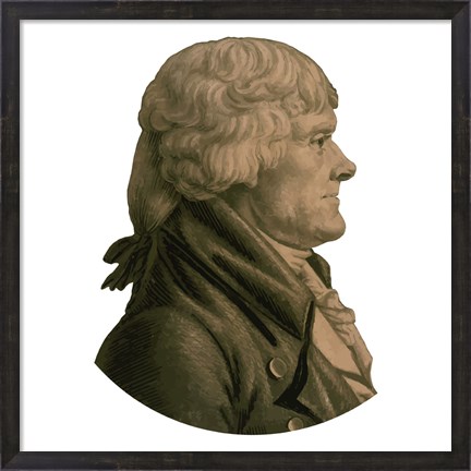 Framed Digitally Restored Portrait of Thomas Jefferson (sepia toned) Print