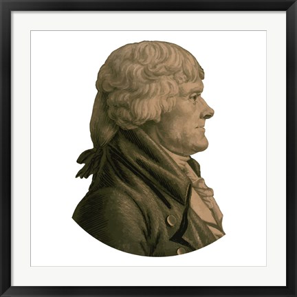 Framed Digitally Restored Portrait of Thomas Jefferson (sepia toned) Print