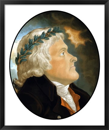 Framed Digitally Restored Vector Artwork of Thomas Jefferson (color) Print