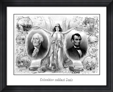 Framed President Washingtons and Lincoln Print