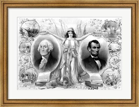 Framed President Washingtons and Lincoln Print