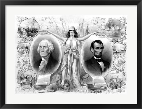 Framed President Washingtons and Lincoln Print