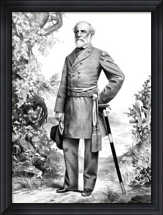 Framed General Robert E Lee Stand (black &amp; white) Print