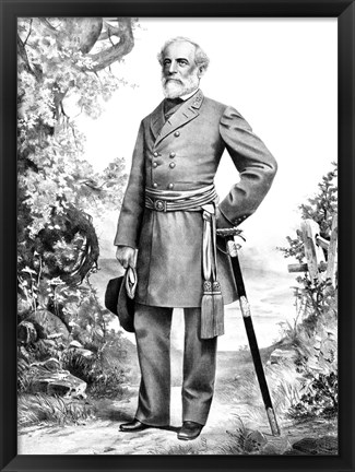 Framed General Robert E Lee Stand (black &amp; white) Print