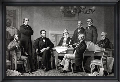 Framed President Lincoln reading the Emancipation Proclamation to his Cabinet Print