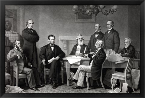 Framed President Lincoln reading the Emancipation Proclamation to his Cabinet Print