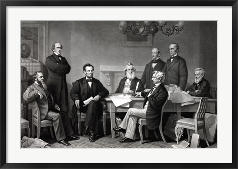 Framed President Lincoln reading the Emancipation Proclamation to his Cabinet Print