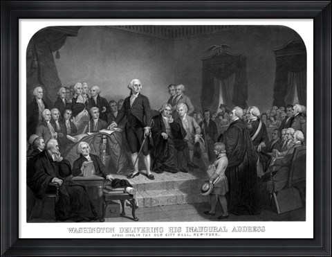 Framed President George Washington&#39; Inaugural Address Print