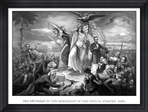 Framed Lady Liberty During the Outbreak of War Print