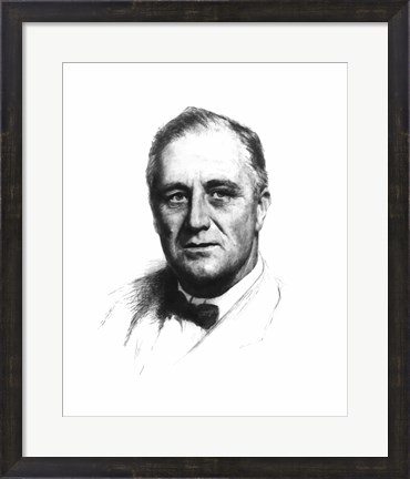 Framed Vector Sketch of Franklin Delano Roosevelt Print