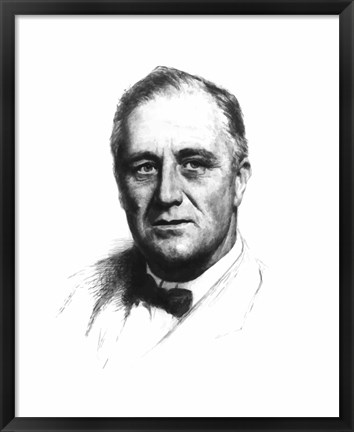 Framed Vector Sketch of Franklin Delano Roosevelt Print