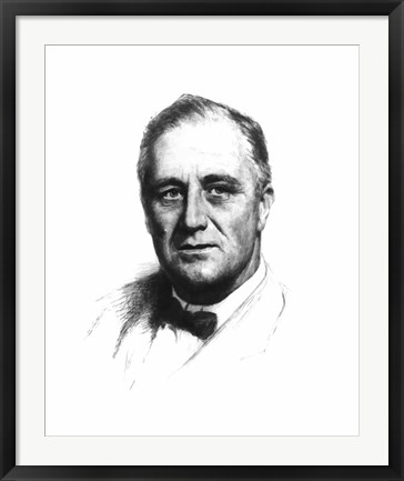 Framed Vector Sketch of Franklin Delano Roosevelt Print