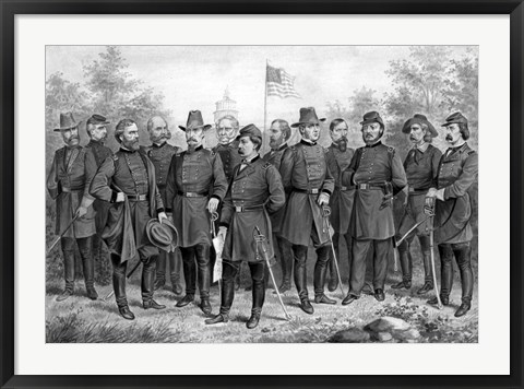 Framed Famous Union Generals of the Civil War Print